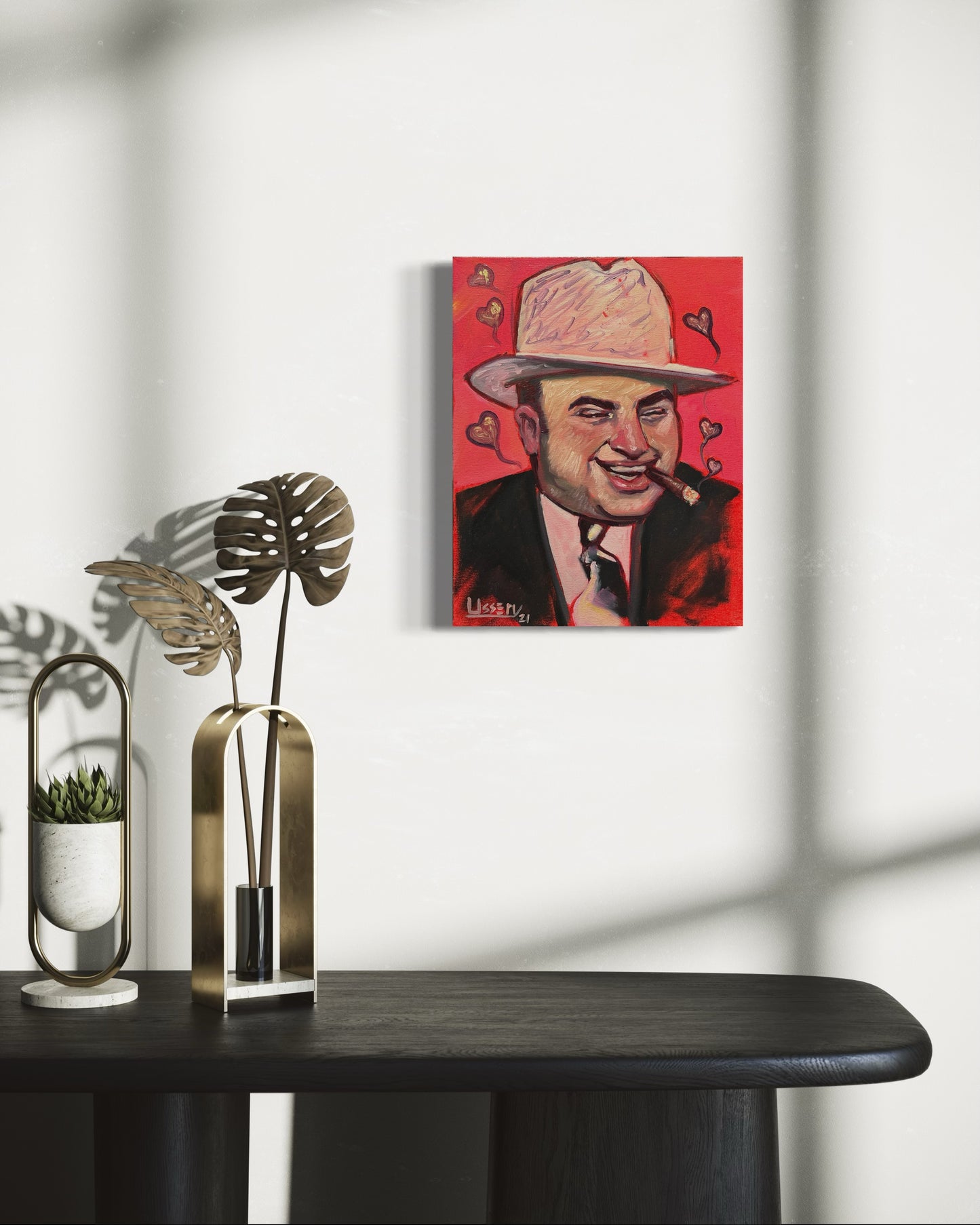 Capone – Original Oil Painting | 11” x 14” | Gangster Portrait | Film Noir Decor | FREE Shipping