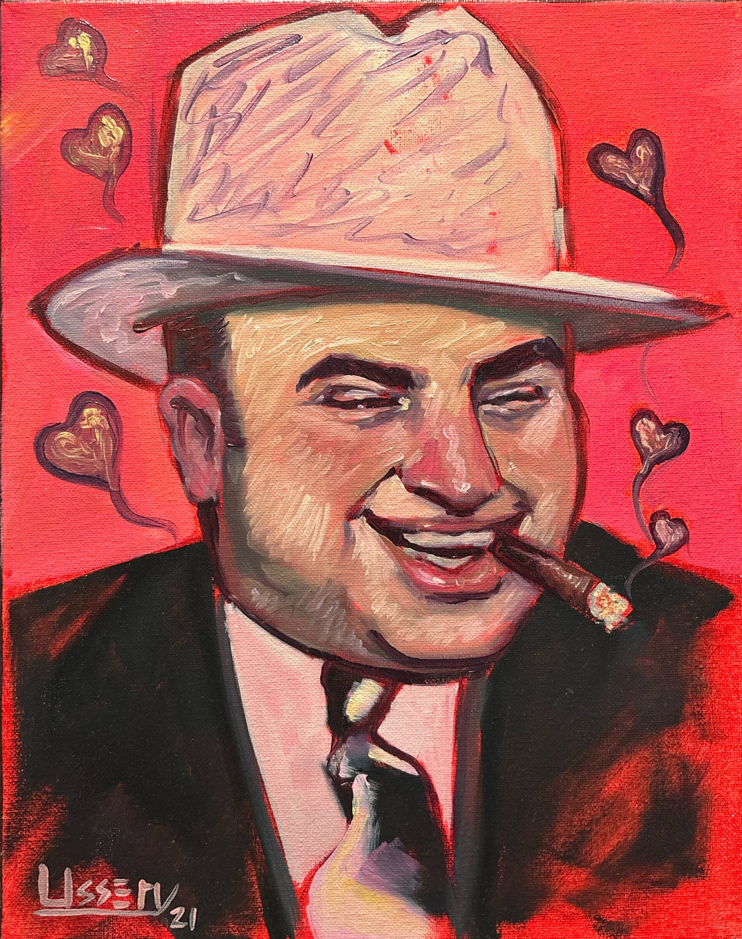 Capone – Original Oil Painting | 11” x 14” | Gangster Portrait | Film Noir Decor | FREE Shipping