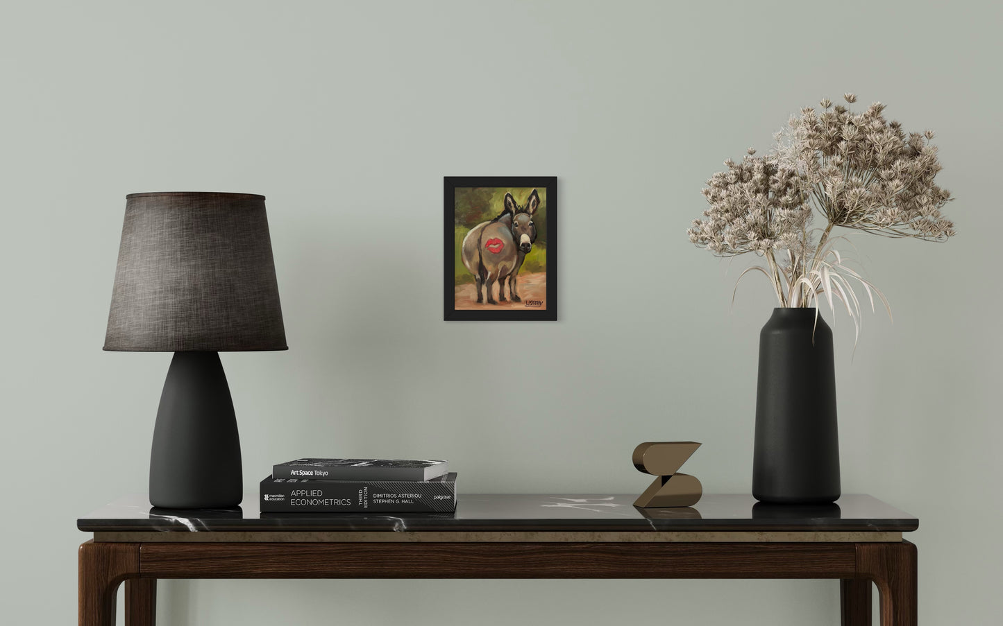 “Kiss” – Original Whimsical Donkey Oil Painting (8x6 Panel)