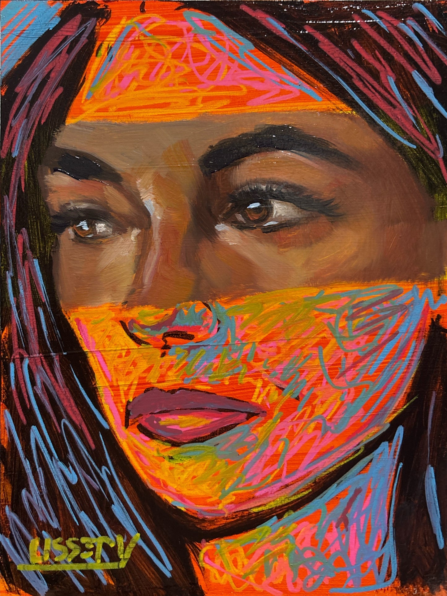 Collider by David Ussery | Original 8x6 Oil Painting | Contemporary Abstract Portrait | Free USA Shipping