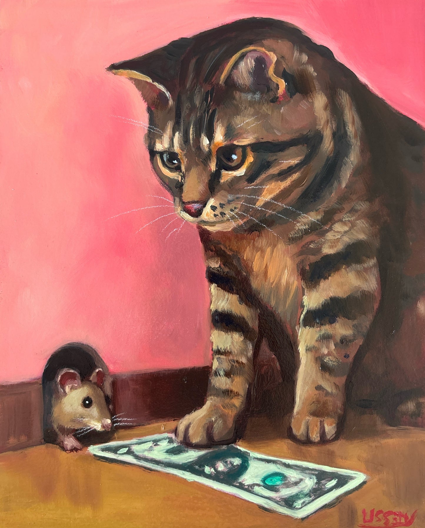 🎨 Rat Race – Original Oil Painting (8x10 on Panel)