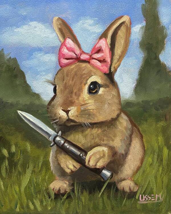 Fierce Bunny With Blade - Art Print