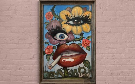 Floral Fusion oil 24x36 Panel, Framed - David Ussery