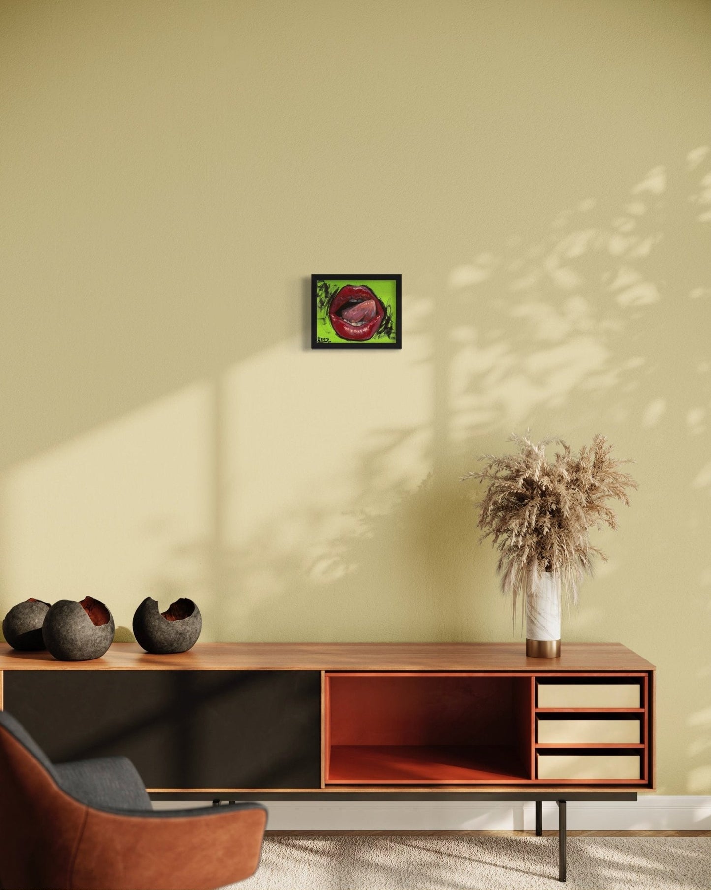 Lip Service oil 8x10 framed - David Ussery