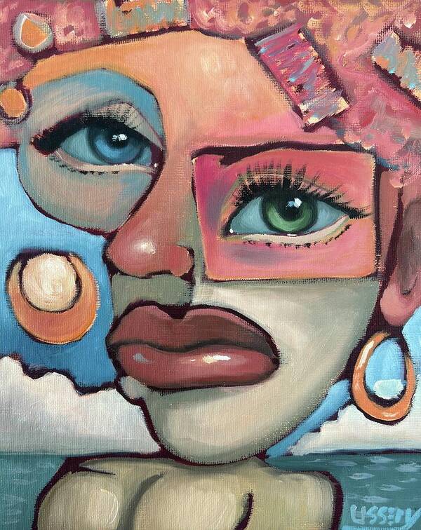 Woman In Curls - Art Print