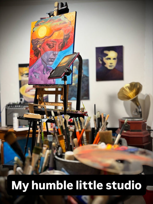 A Quick (and Slightly Quirky) Tour of My Humble Little Art Studio | Dave’s Creative Space for Art Collectors
