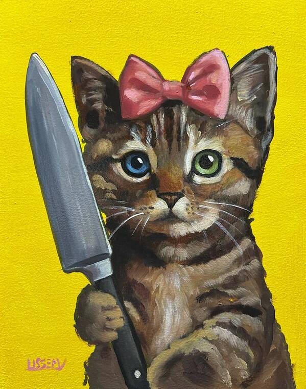 New Painting Drop: “Precious” – Cute, Armed, and Dangerous 🐱🔪 - David Ussery