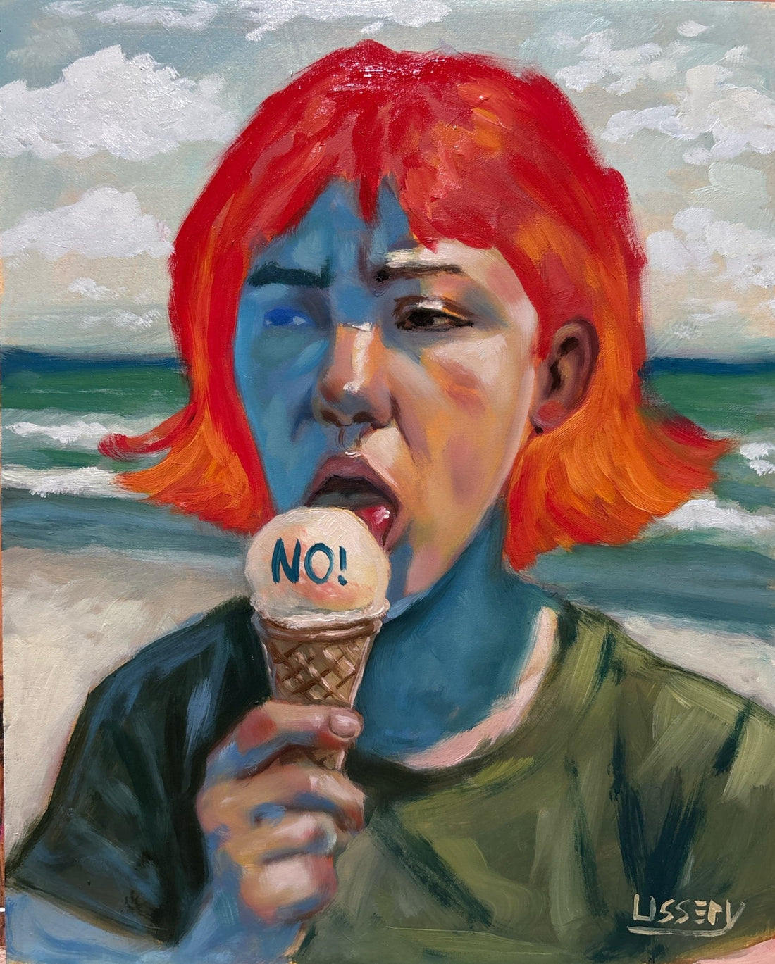 “No!” – New Original Oil Painting on Panel - David Ussery
