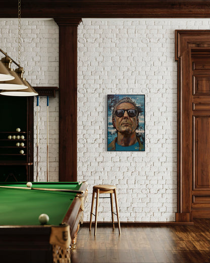 Anthony Bourdain Original Oil Painting – 24x36” by David Ussery | Framed, Varnished, Ready to Hang + Free Shipping