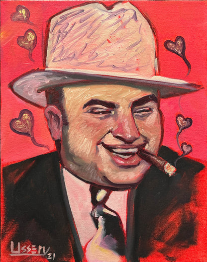 Capone – Original Oil Painting | 11” x 14” | Gangster Portrait | Film Noir Decor | FREE Shipping