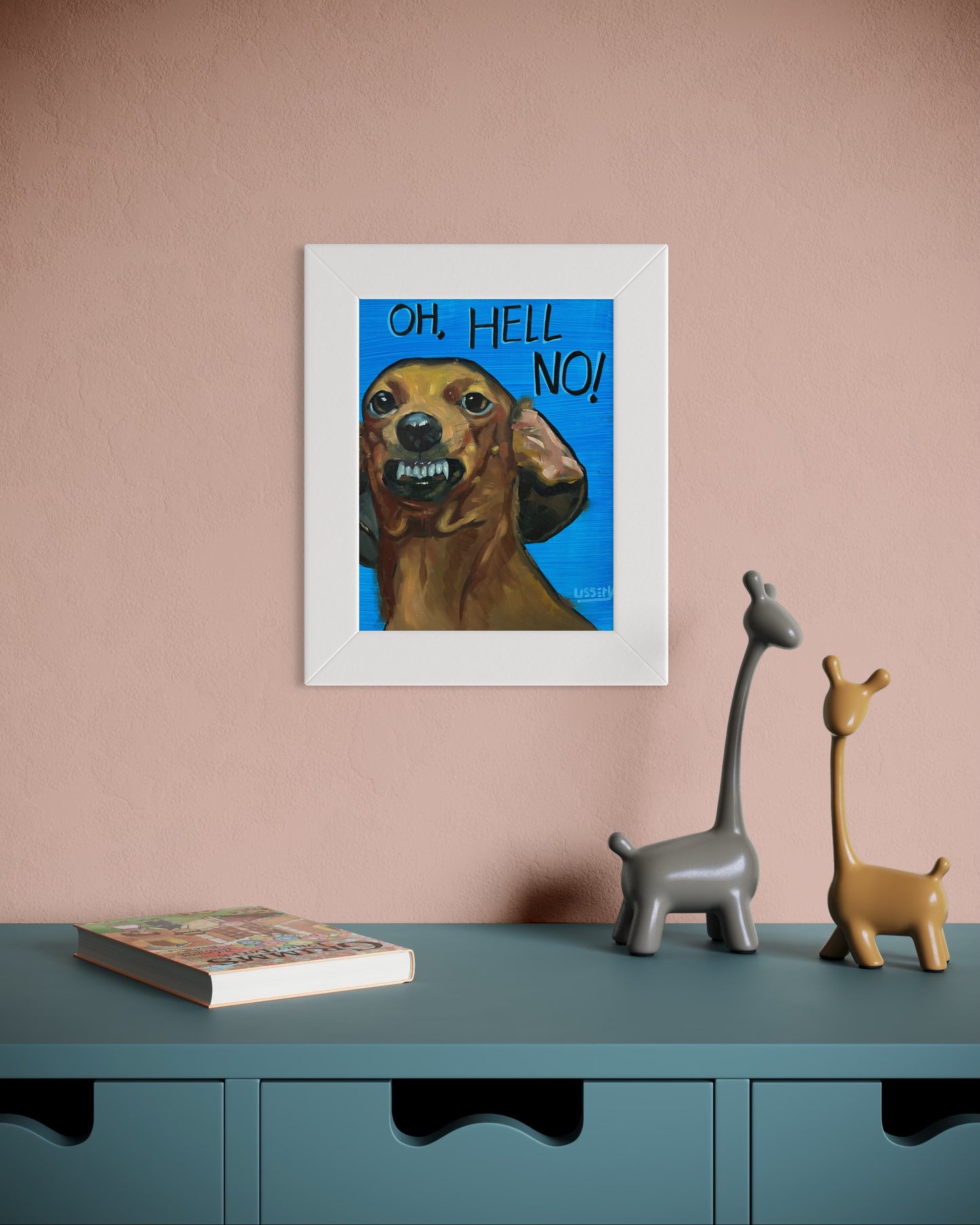 Oh, Hell No! – Original Dachshund Oil Painting (8”x10” on Panel)