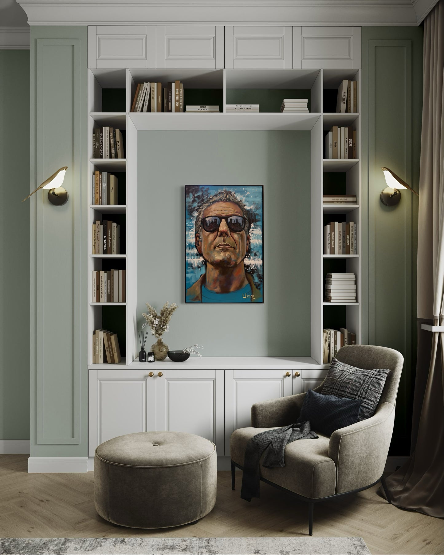 Anthony Bourdain Original Oil Painting – 24x36” by David Ussery | Framed, Varnished, Ready to Hang + Free Shipping
