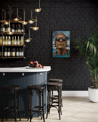 Anthony Bourdain Original Oil Painting – 24x36” by David Ussery | Framed, Varnished, Ready to Hang + Free Shipping