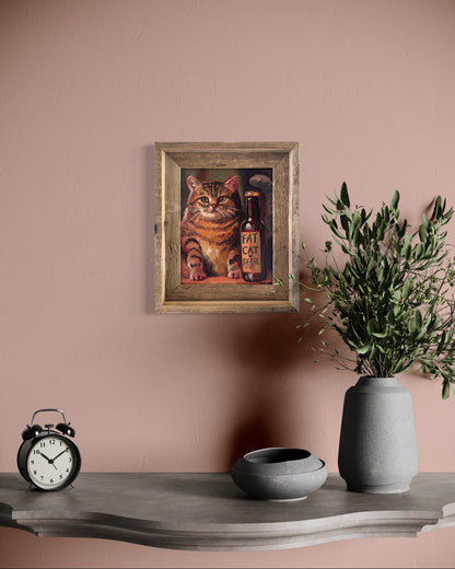 “Fat Cat Beer” oil 8x10. Framed