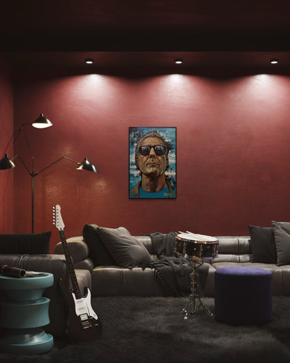 Anthony Bourdain Original Oil Painting – 24x36” by David Ussery | Framed, Varnished, Ready to Hang + Free Shipping