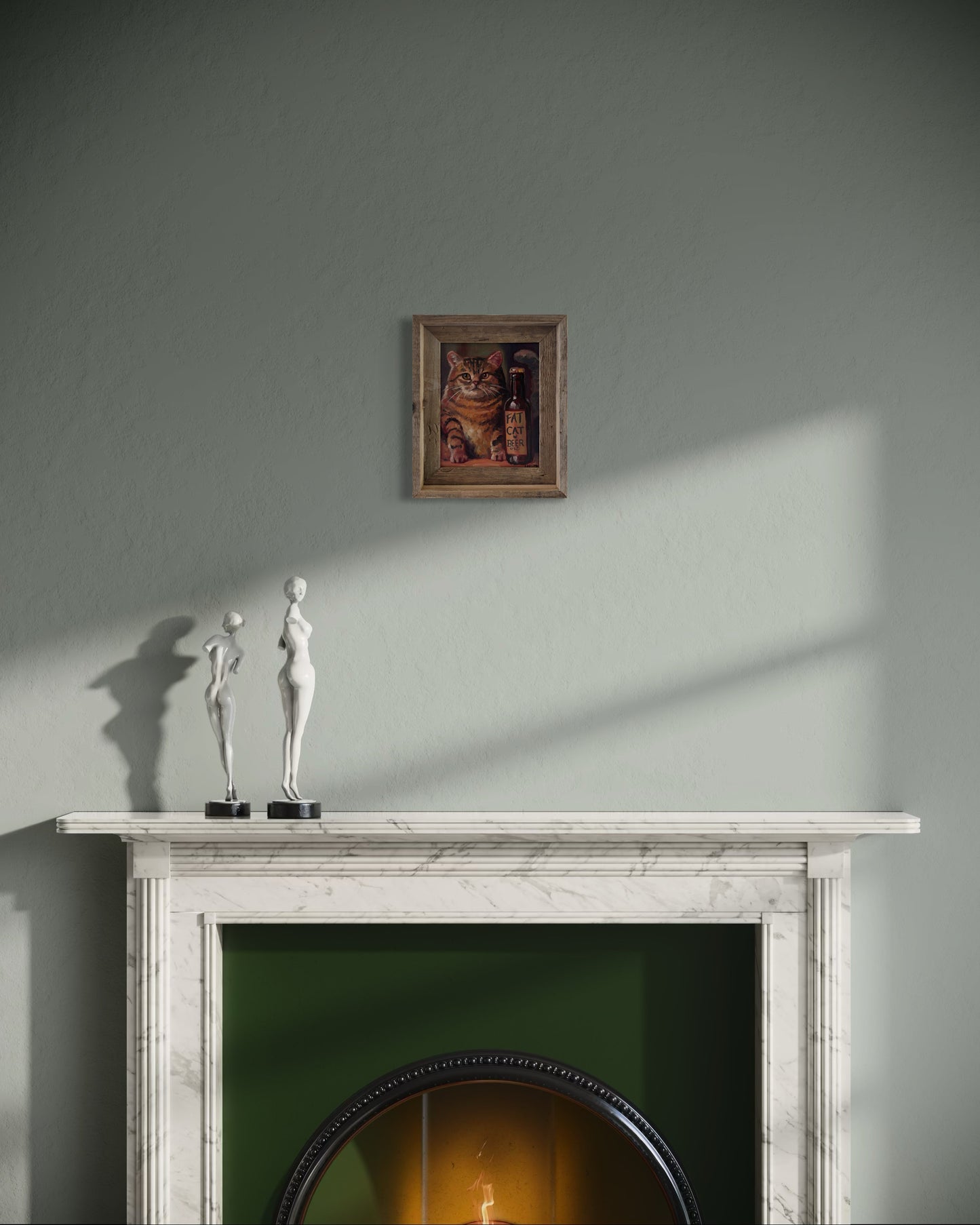 “Fat Cat Beer” oil 8x10. Framed