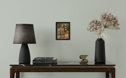 “Kiss” – Original Whimsical Donkey Oil Painting (8x6 Panel)