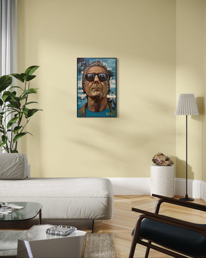 Anthony Bourdain Original Oil Painting – 24x36” by David Ussery | Framed, Varnished, Ready to Hang + Free Shipping