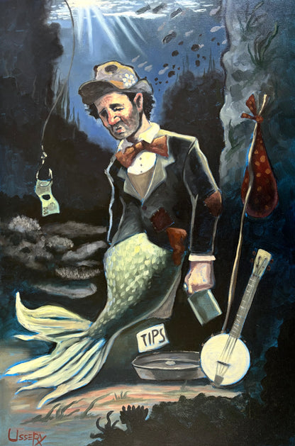 “A Fish Story” oil 24x36 wraped canvas