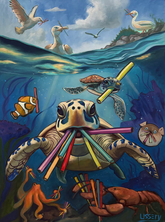 “A Straw Argument” oil 30x40 canvas