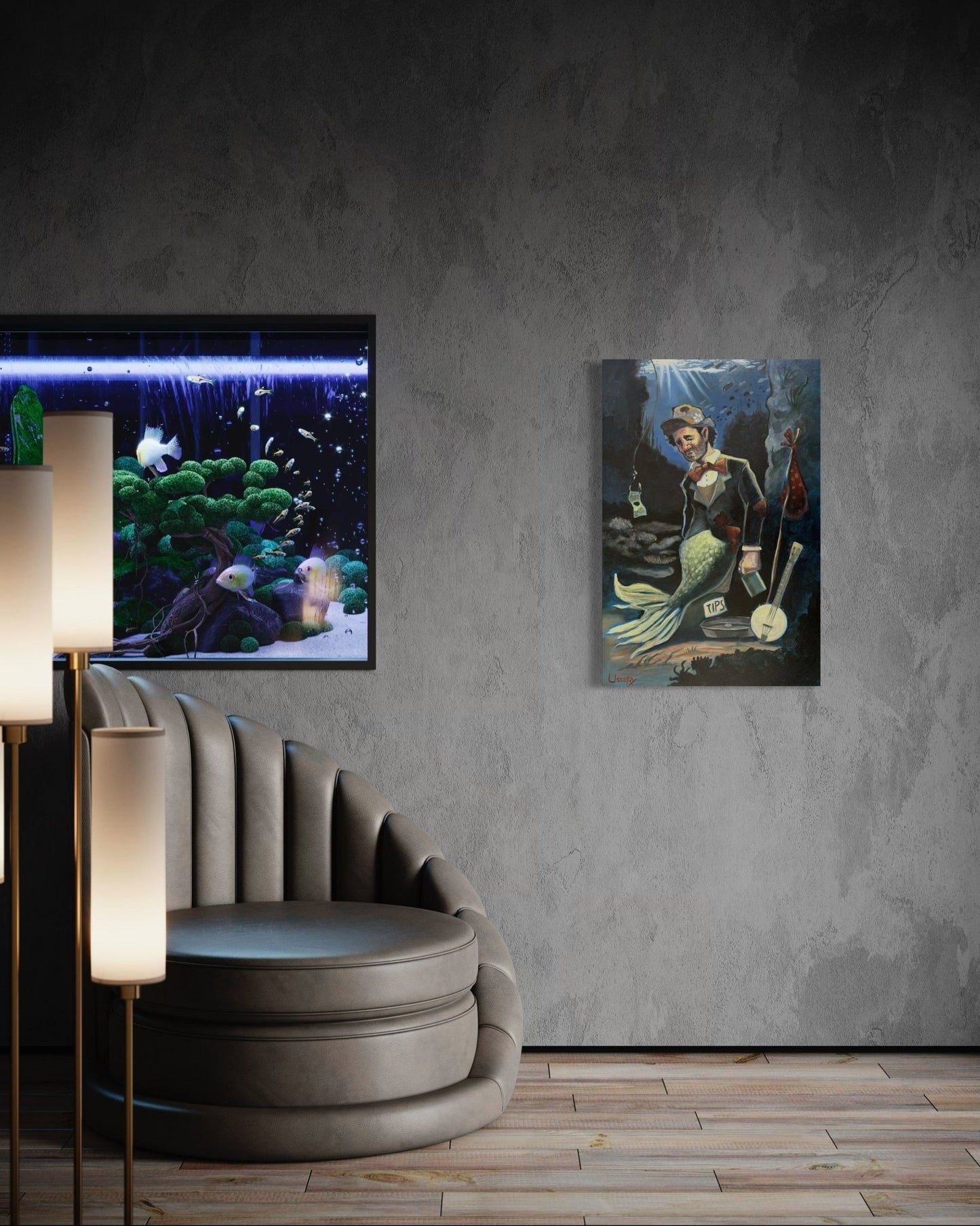 “A Fish Story” oil 24x36 wraped canvas - David Ussery