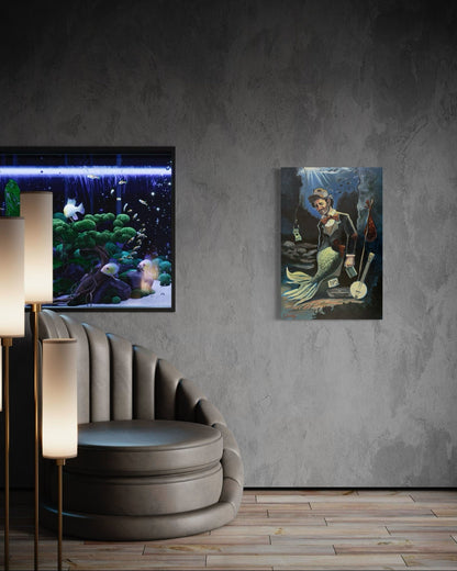 “A Fish Story” oil 24x36 wraped canvas - David Ussery