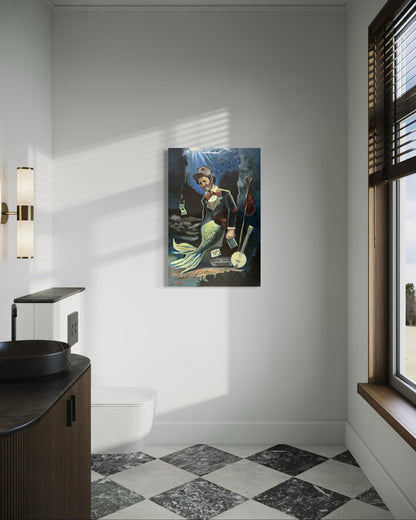 “A Fish Story” oil 24x36 wraped canvas - David Ussery