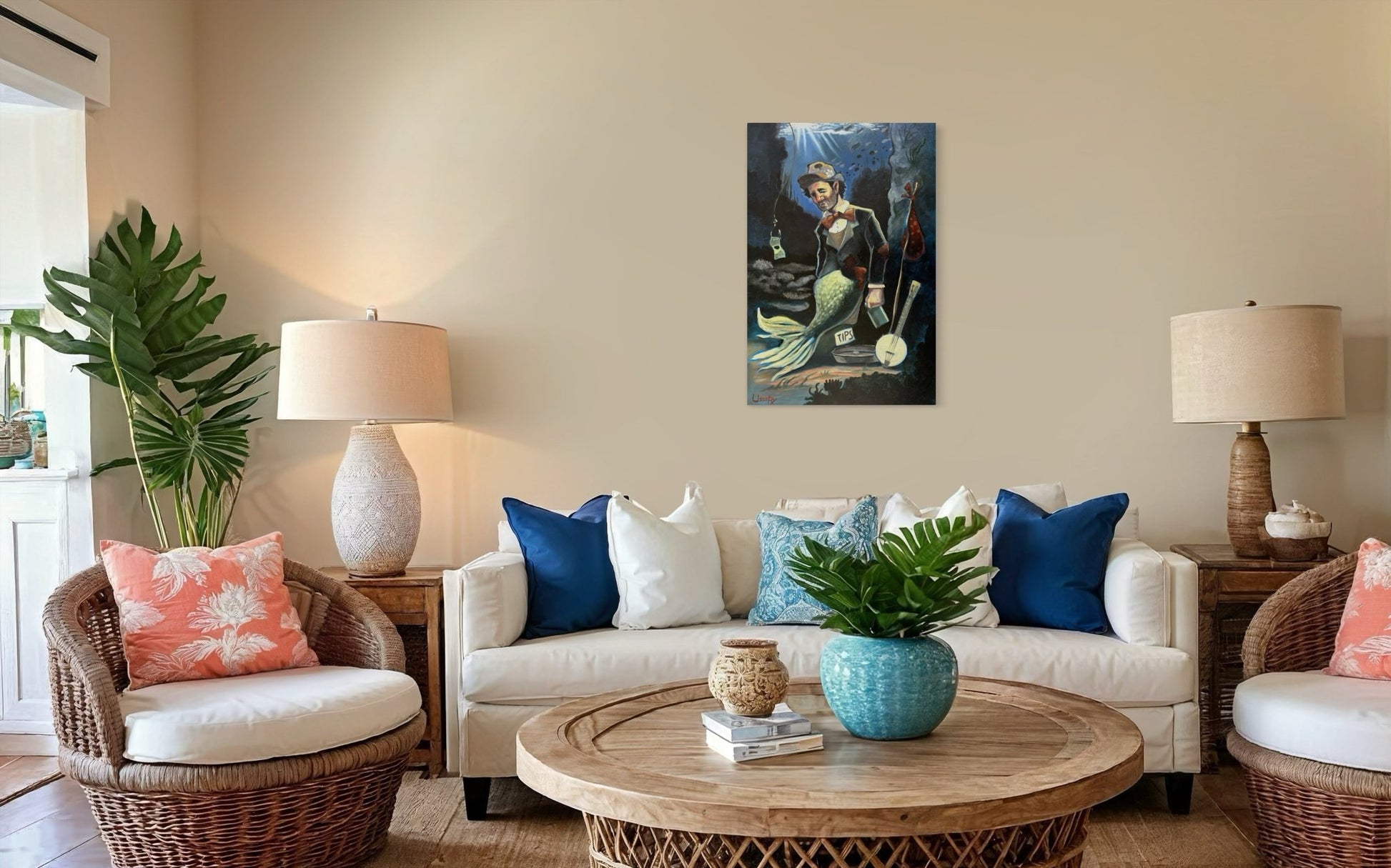 “A Fish Story” oil 24x36 wraped canvas - David Ussery