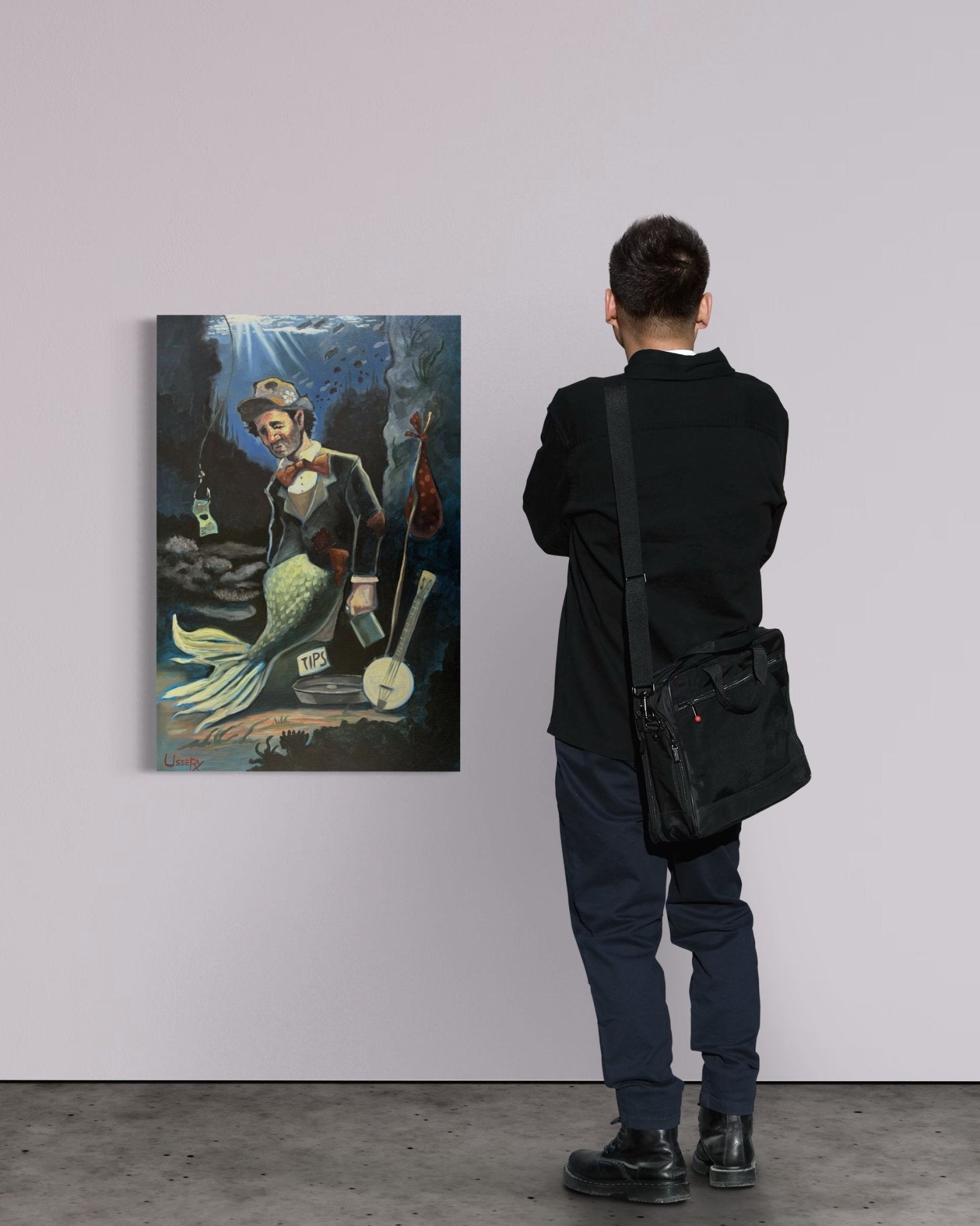 “A Fish Story” oil 24x36 wraped canvas - David Ussery