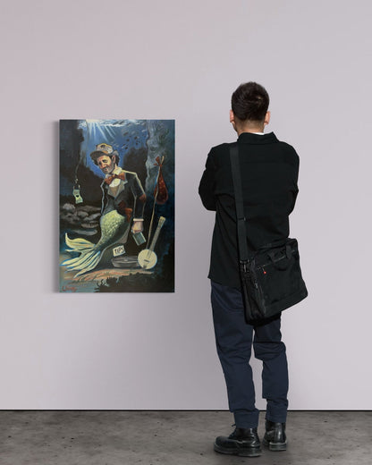 “A Fish Story” oil 24x36 wraped canvas - David Ussery