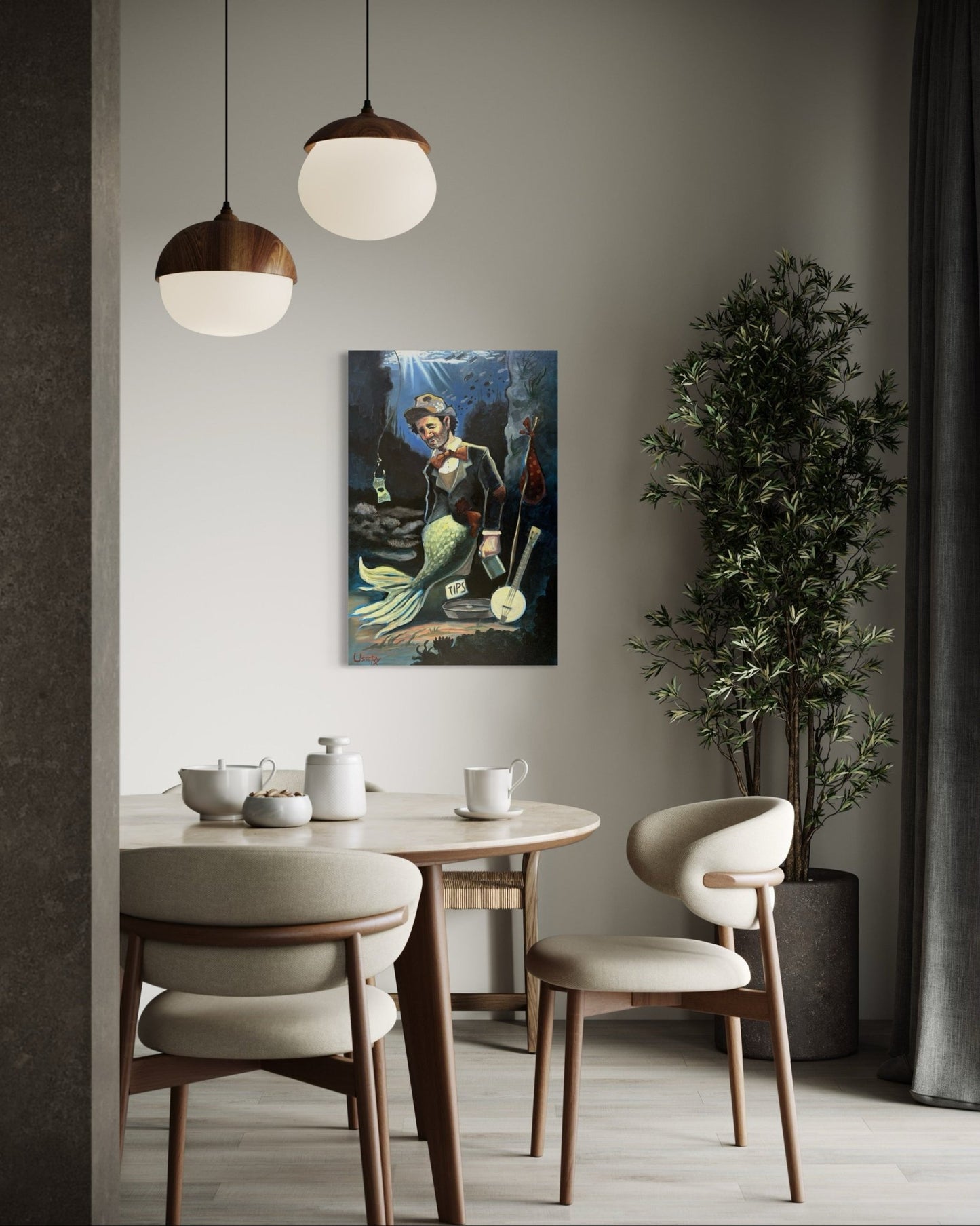 “A Fish Story” oil 24x36 wraped canvas - David Ussery