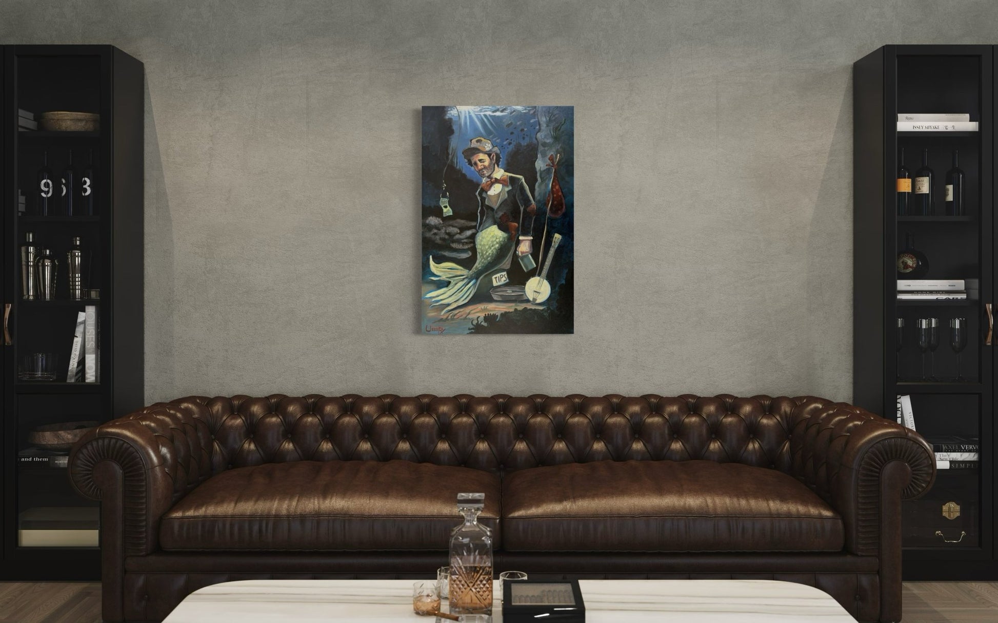 “A Fish Story” oil 24x36 wraped canvas - David Ussery