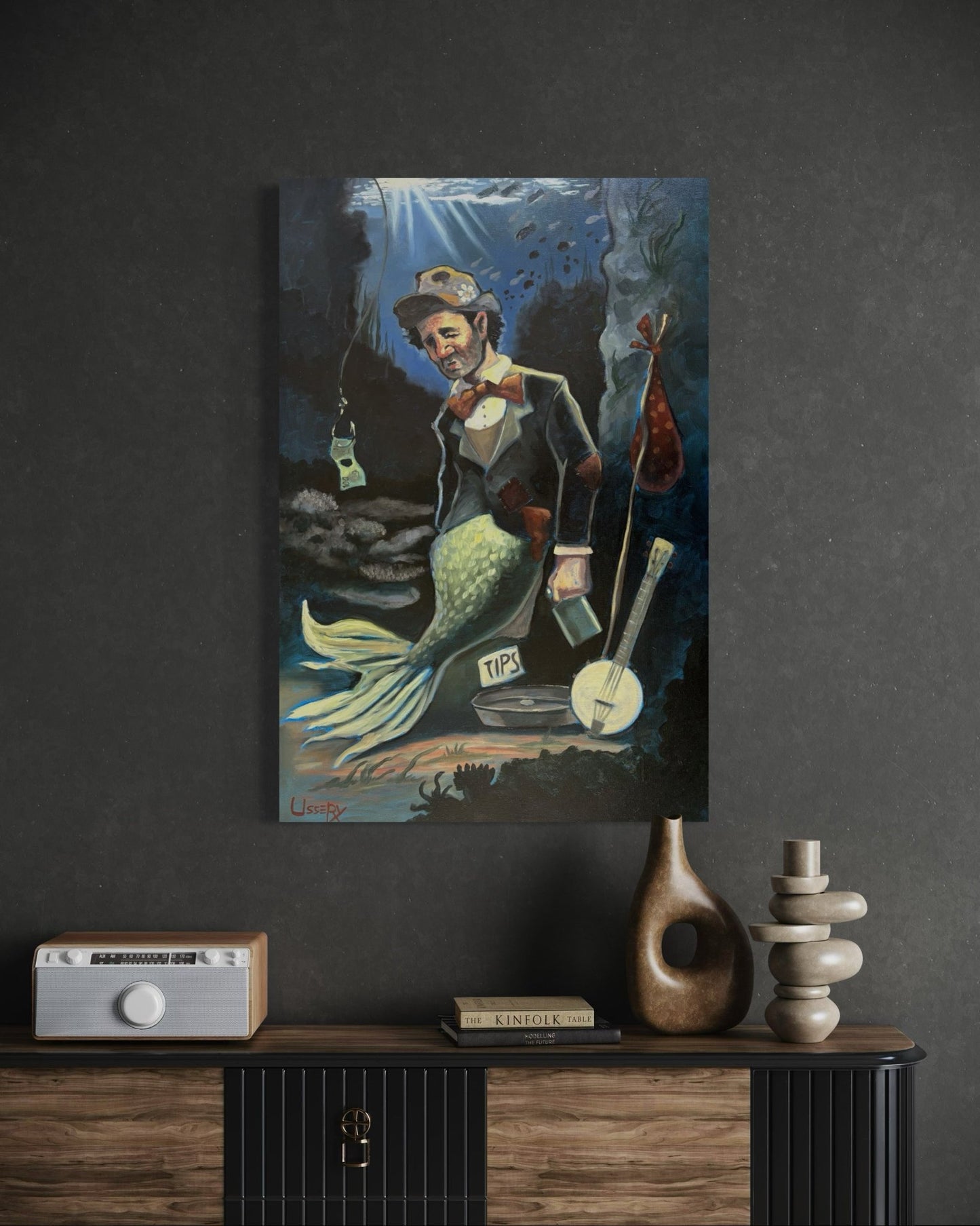 “A Fish Story” oil 24x36 wraped canvas - David Ussery