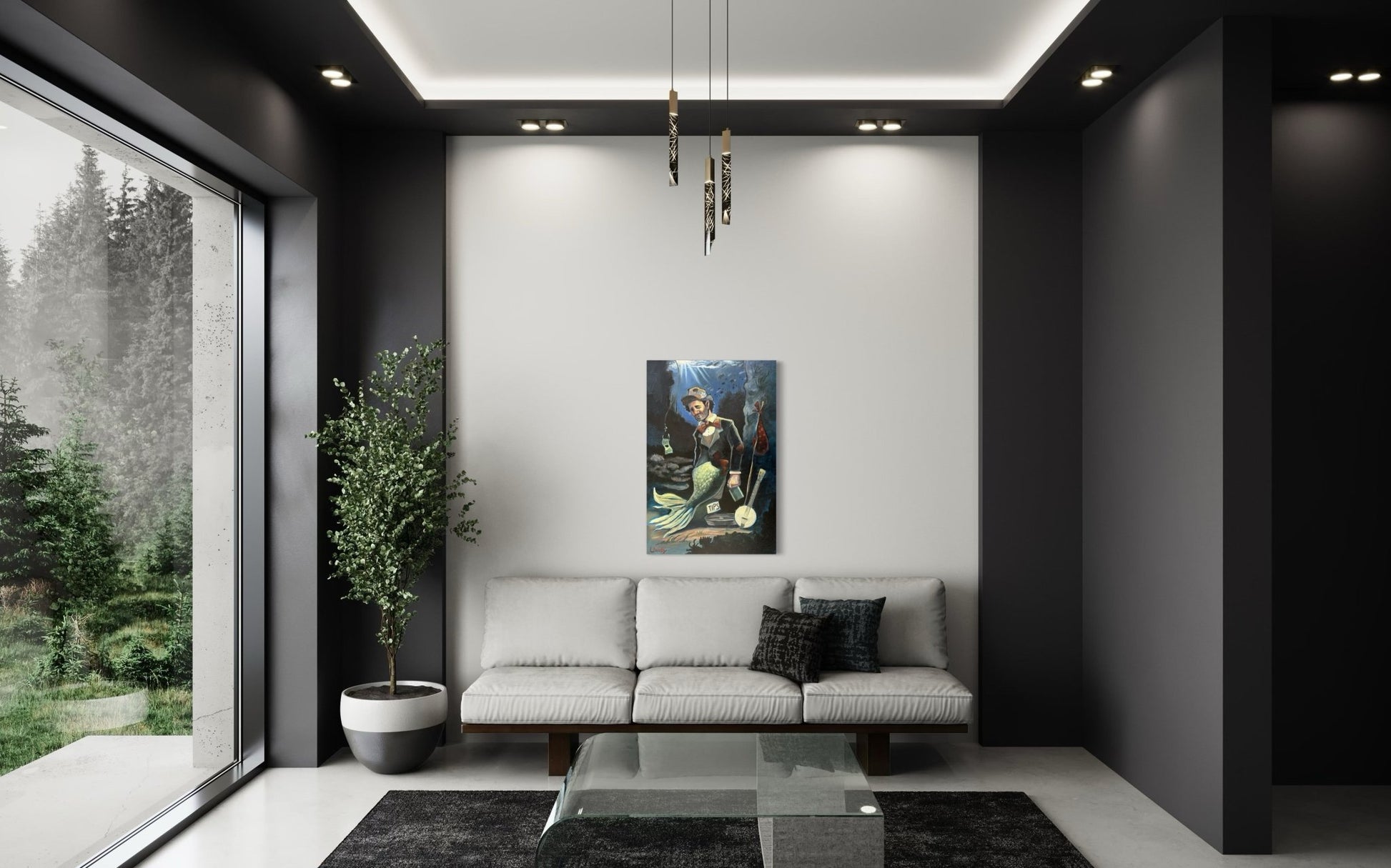 “A Fish Story” oil 24x36 wraped canvas - David Ussery