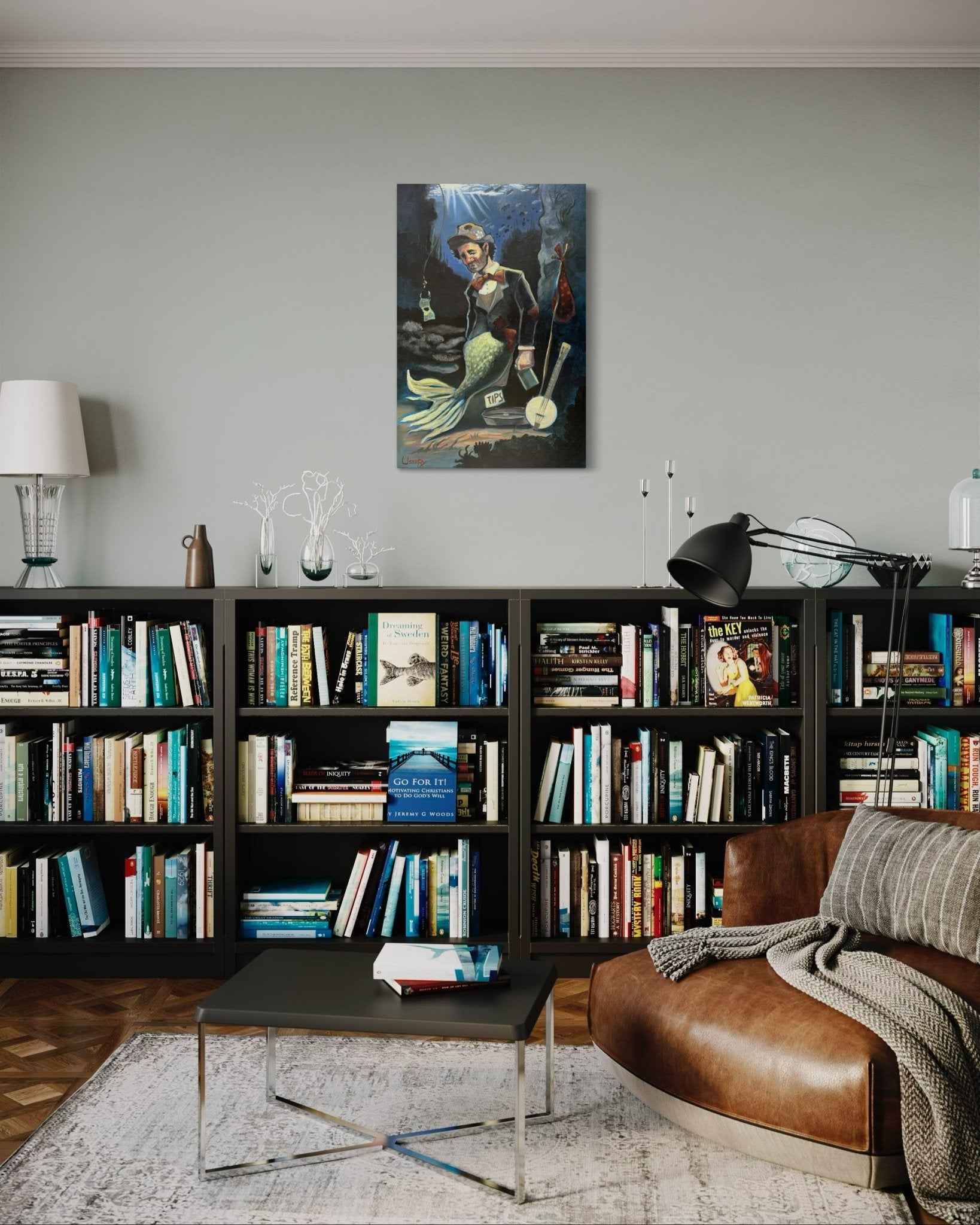 “A Fish Story” oil 24x36 wraped canvas - David Ussery