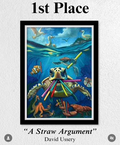A Straw Argument – Original Oil Painting by David Ussery 30x40” | Oil on Stretched Canvas | Ready to Hang | Varnished | Certificate of Authenticity | Free Shipping - David Ussery