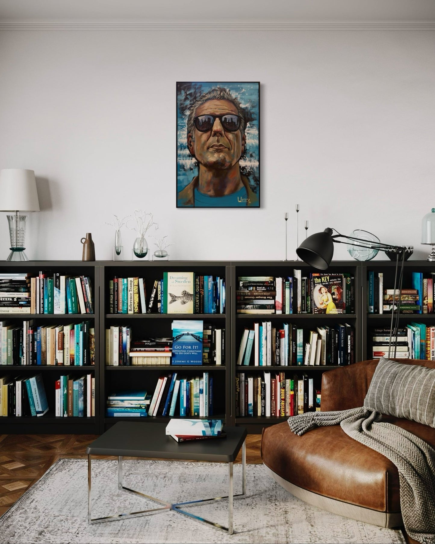 Anthony Bourdain Original Oil Painting – 24x36” by David Ussery | Framed, Varnished, Ready to Hang + Free Shipping - David Ussery