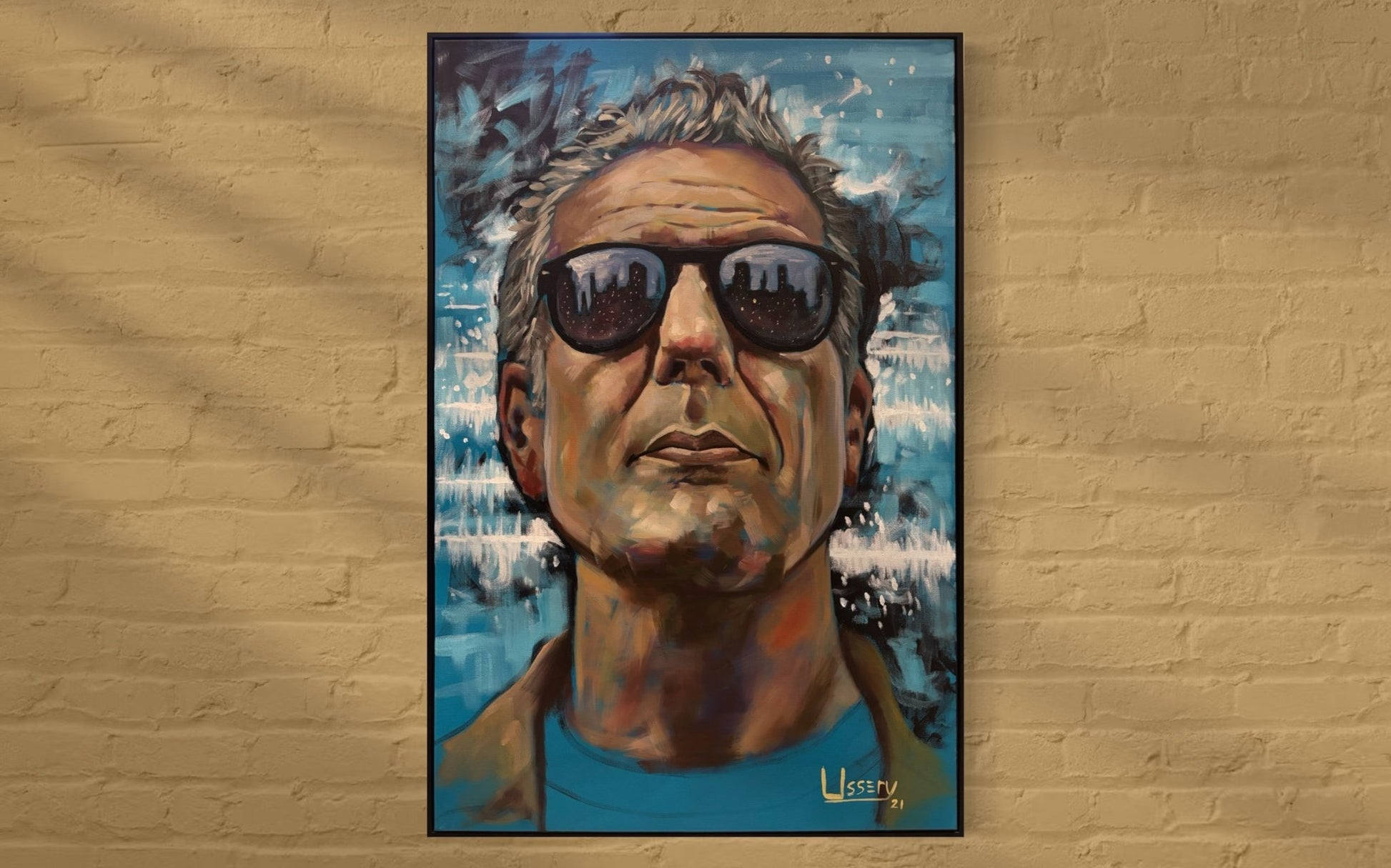 Anthony Bourdain Original Oil Painting – 24x36” by David Ussery | Framed, Varnished, Ready to Hang + Free Shipping - David Ussery