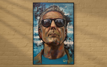 Anthony Bourdain Original Oil Painting – 24x36” by David Ussery | Framed, Varnished, Ready to Hang + Free Shipping - David Ussery