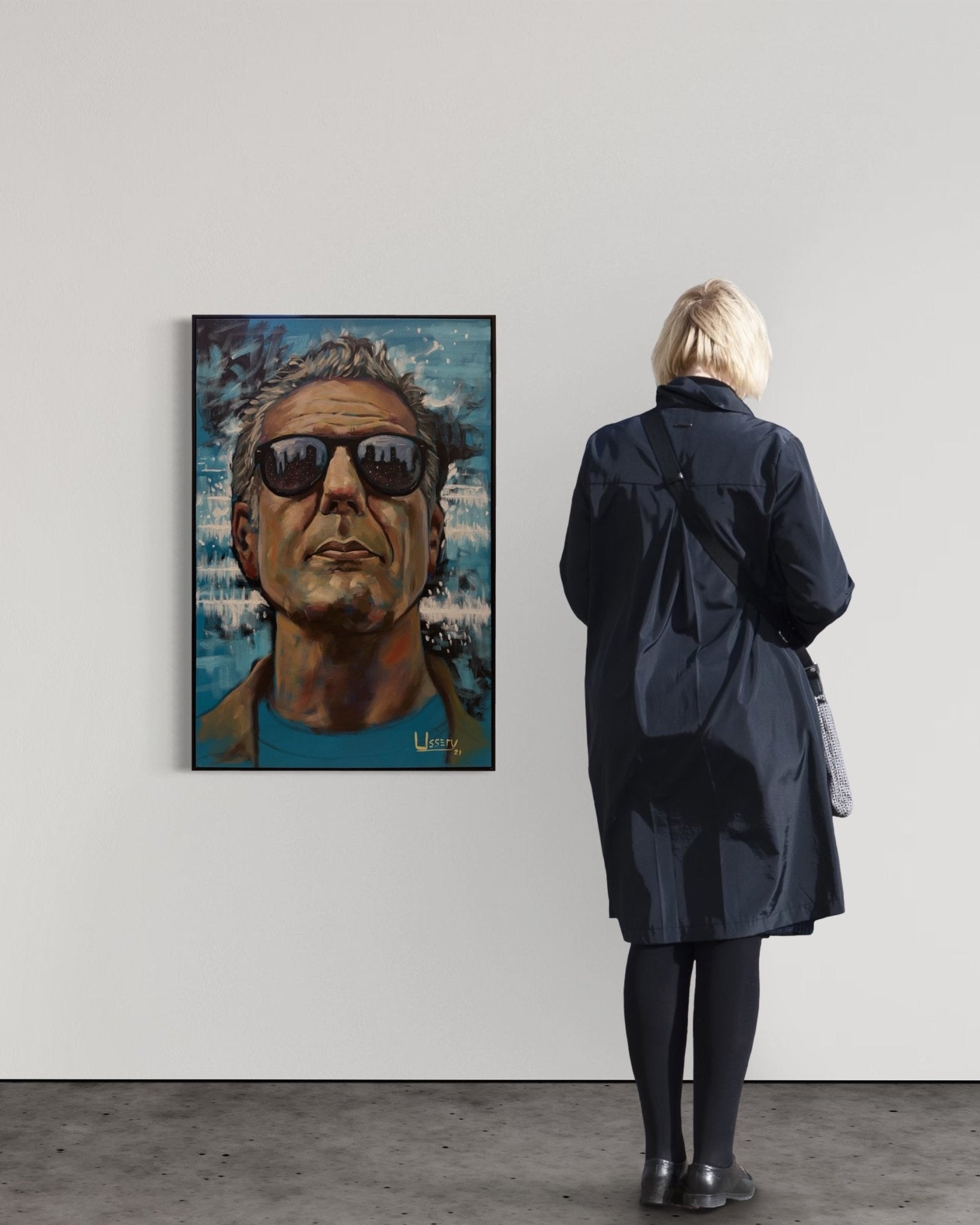 Anthony Bourdain Original Oil Painting – 24x36” by David Ussery | Framed, Varnished, Ready to Hang + Free Shipping - David Ussery