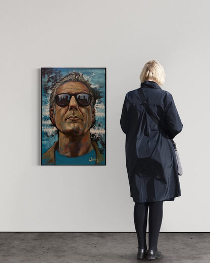 Anthony Bourdain Original Oil Painting – 24x36” by David Ussery | Framed, Varnished, Ready to Hang + Free Shipping - David Ussery