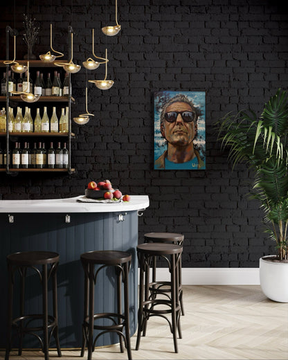 Anthony Bourdain Original Oil Painting – 24x36” by David Ussery | Framed, Varnished, Ready to Hang + Free Shipping - David Ussery