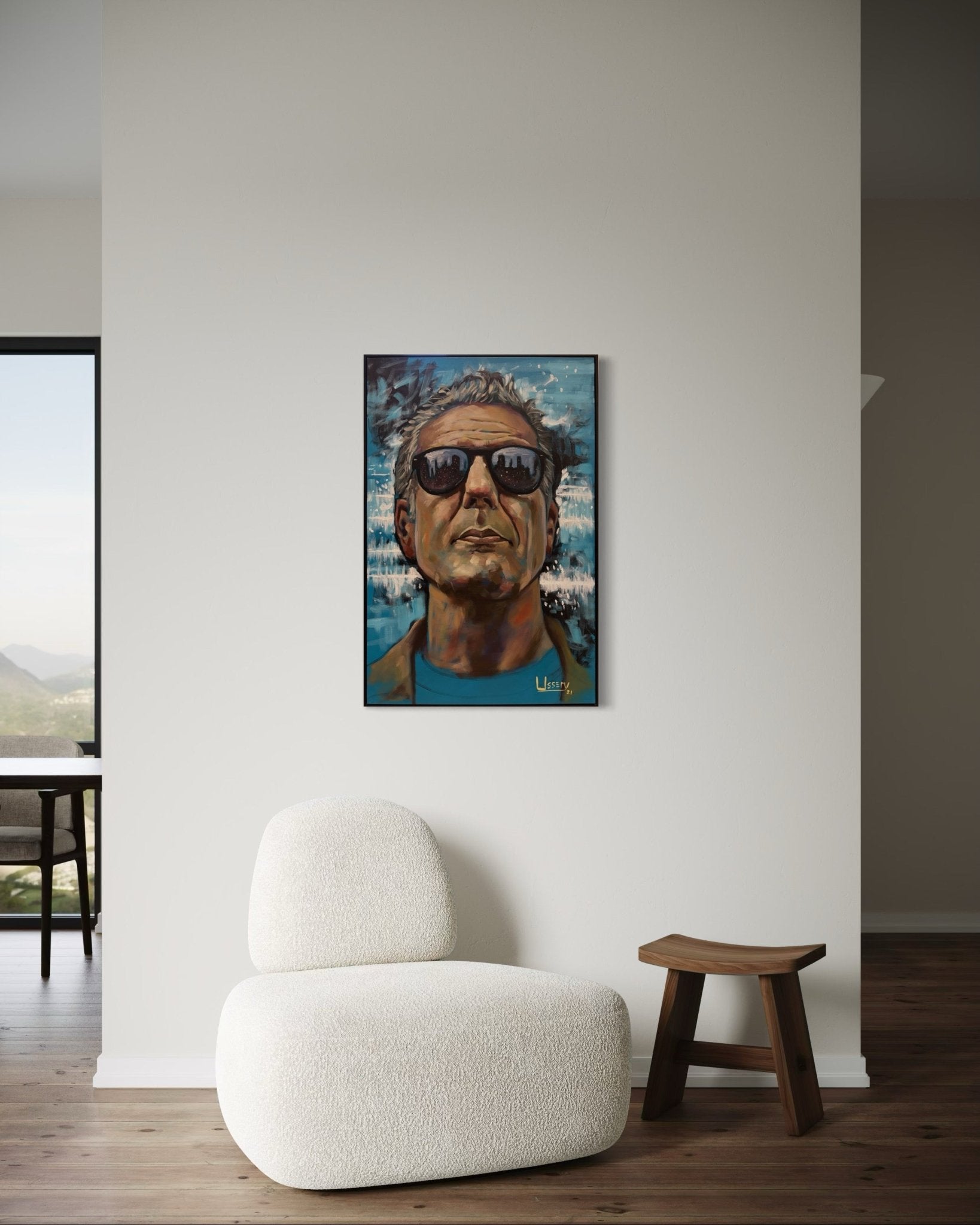 Anthony Bourdain Original Oil Painting – 24x36” by David Ussery | Framed, Varnished, Ready to Hang + Free Shipping - David Ussery