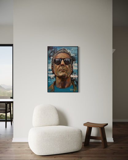 Anthony Bourdain Original Oil Painting – 24x36” by David Ussery | Framed, Varnished, Ready to Hang + Free Shipping - David Ussery