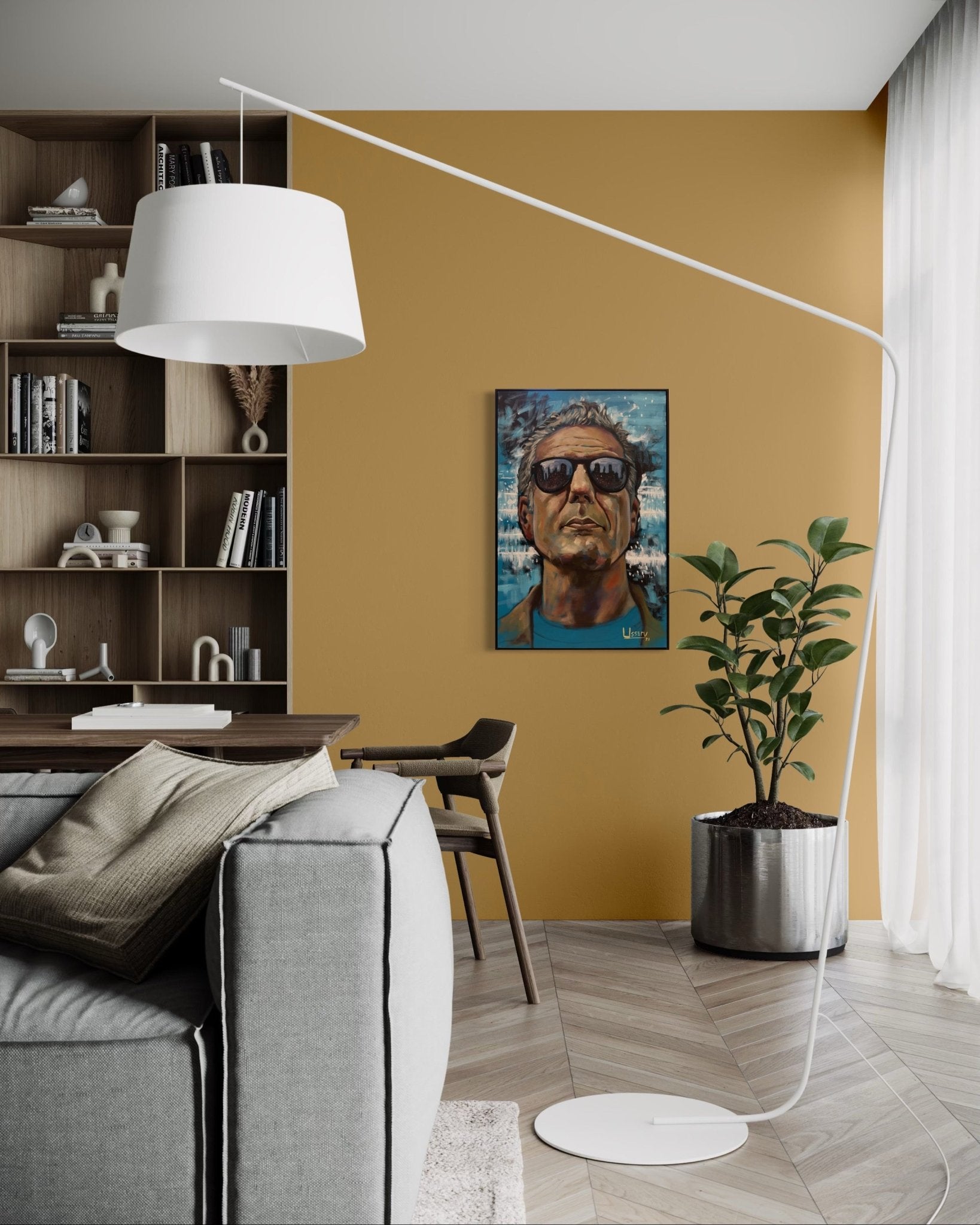 Anthony Bourdain Original Oil Painting – 24x36” by David Ussery | Framed, Varnished, Ready to Hang + Free Shipping - David Ussery