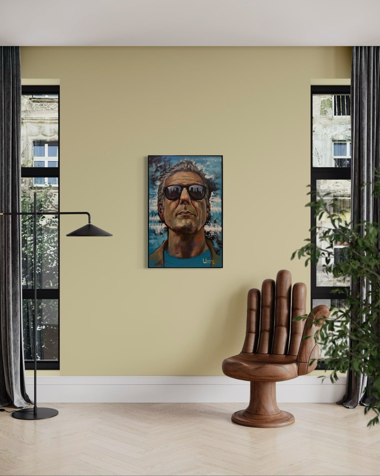 Anthony Bourdain Original Oil Painting – 24x36” by David Ussery | Framed, Varnished, Ready to Hang + Free Shipping - David Ussery