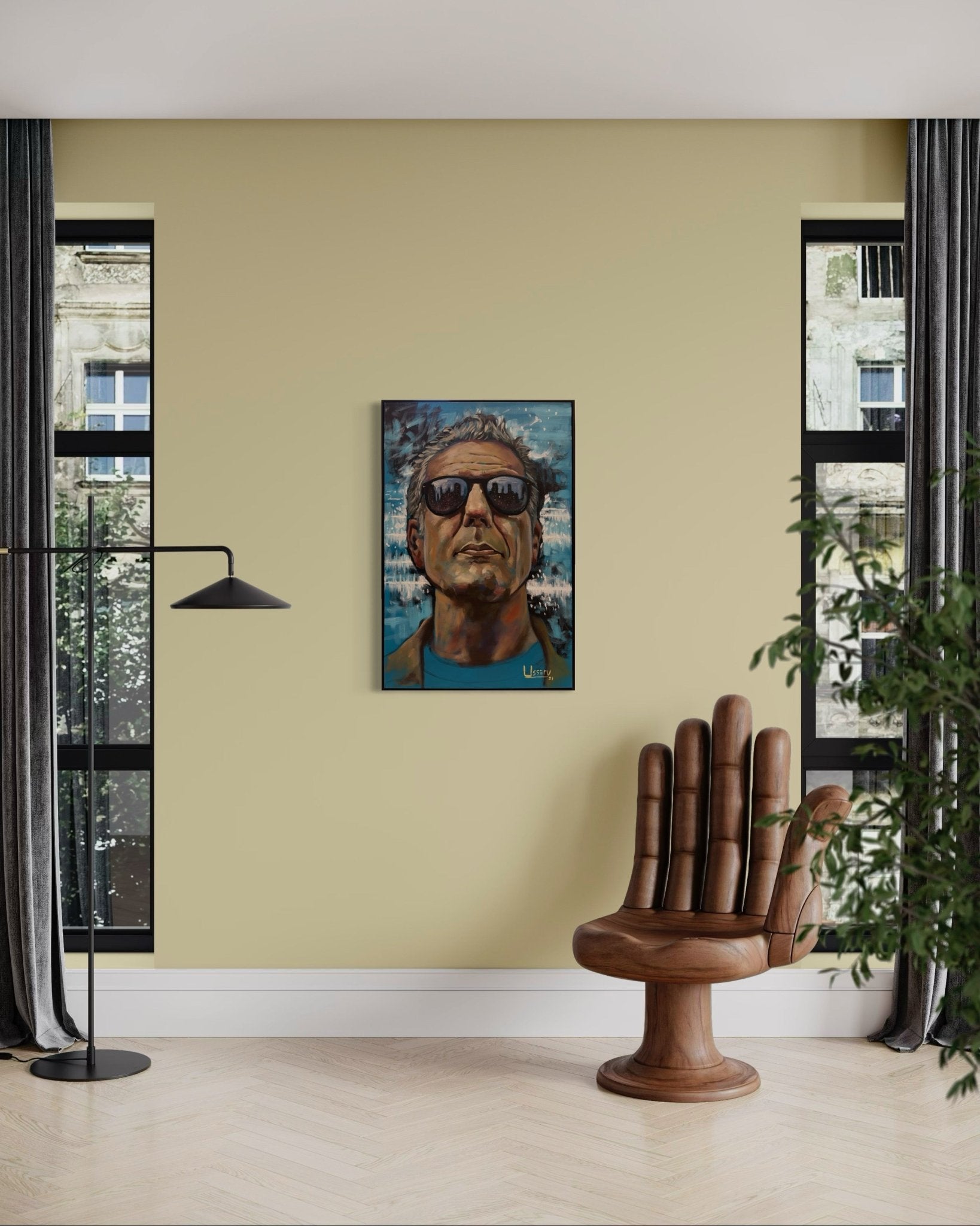 Anthony Bourdain Original Oil Painting – 24x36” by David Ussery | Framed, Varnished, Ready to Hang + Free Shipping - David Ussery