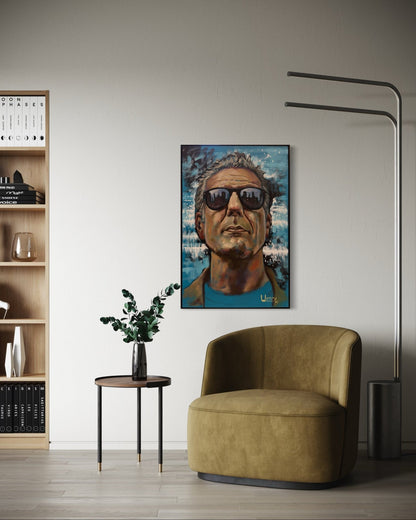 Anthony Bourdain Original Oil Painting – 24x36” by David Ussery | Framed, Varnished, Ready to Hang + Free Shipping - David Ussery