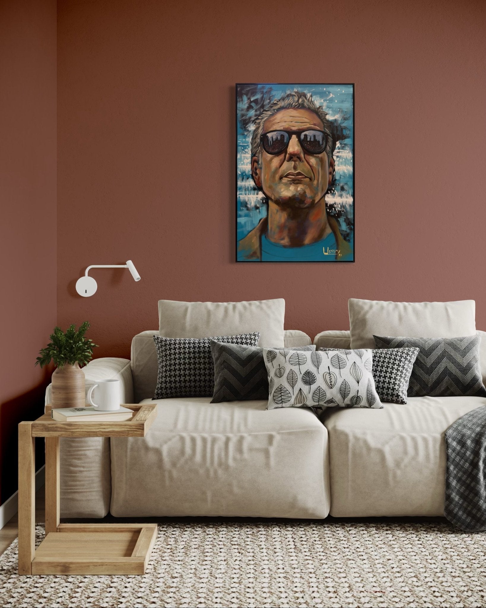 Anthony Bourdain Original Oil Painting – 24x36” by David Ussery | Framed, Varnished, Ready to Hang + Free Shipping - David Ussery