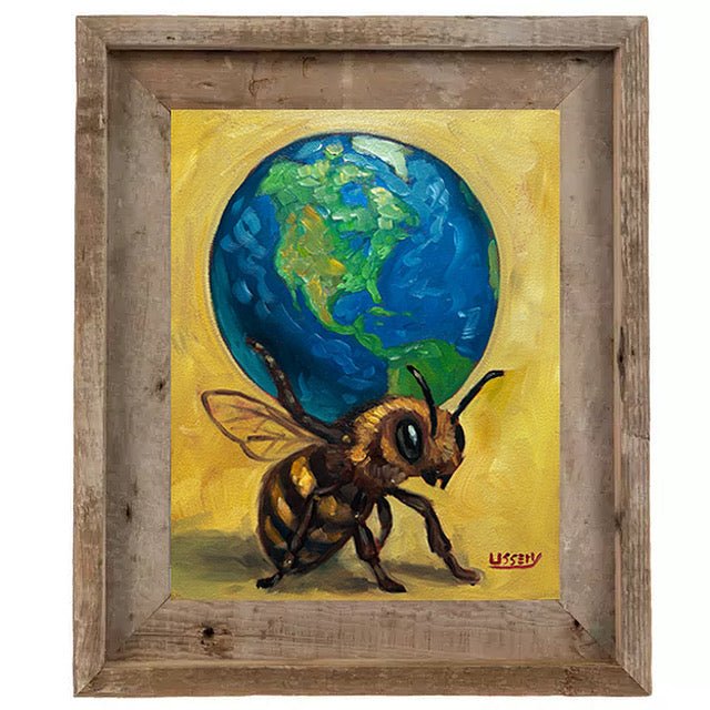 Atlas – Original Bee & Earth Oil Painting by David Ussery | 8x10 on MDF Panel | Framed, Signed, Varnished, Ready to Hang - David Ussery